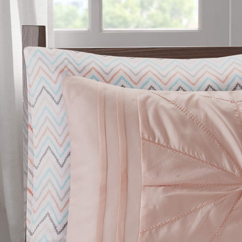 Intelligent Design Toren Complete Bag Tufted Embroidered Comforter with Sheet, Season Bedding Set, Full, Pink - Image 4